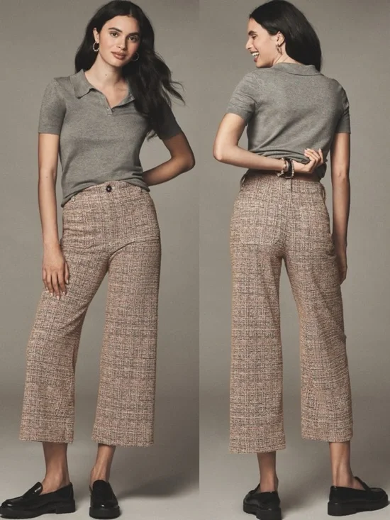 Anthropologie Maeve The Colette Tweed Crop Wide Leg Pants - Picture 7 of 7